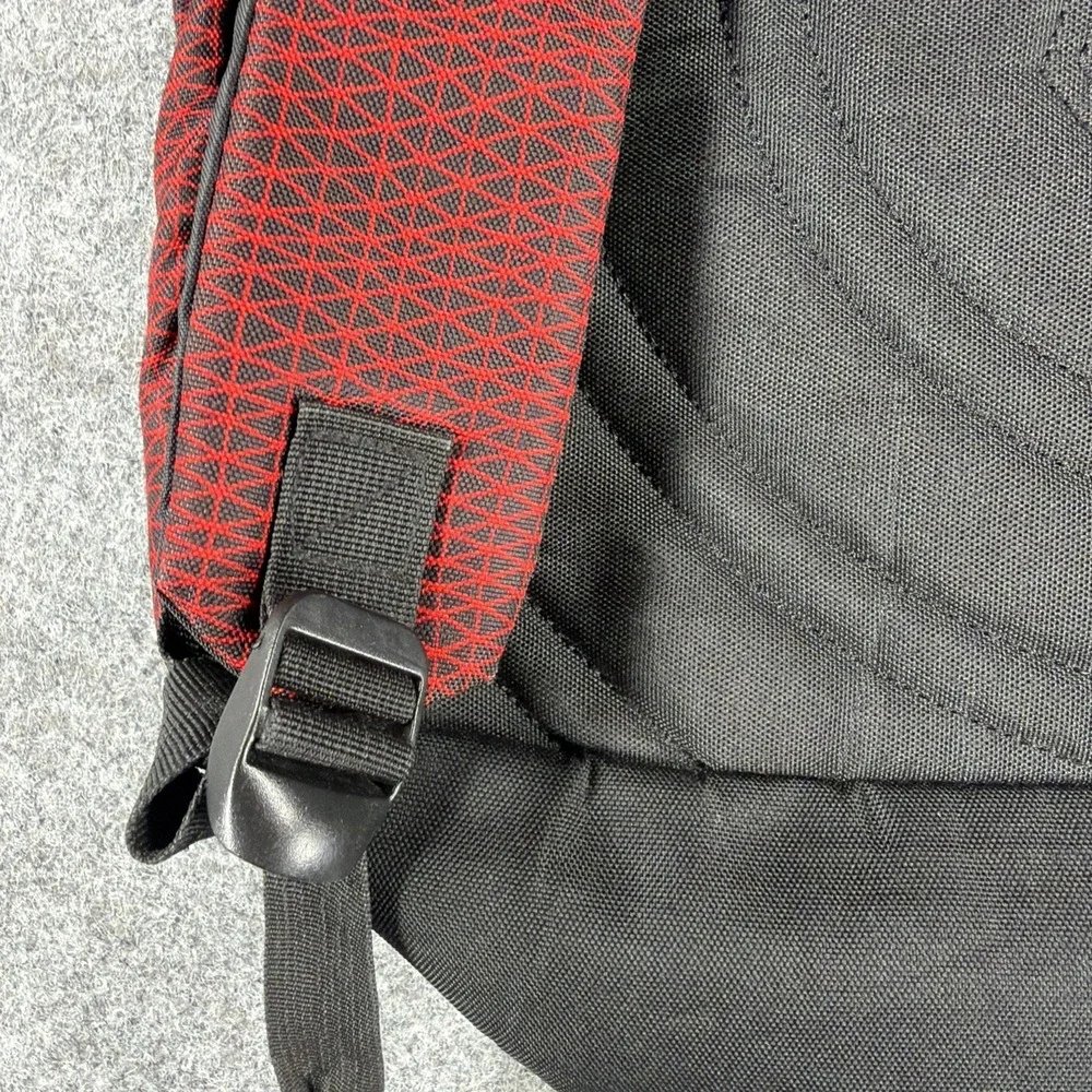 VOLCOM Stone Logo Backpack Red Black Geometric Crosshatch Grid Skate School Bag